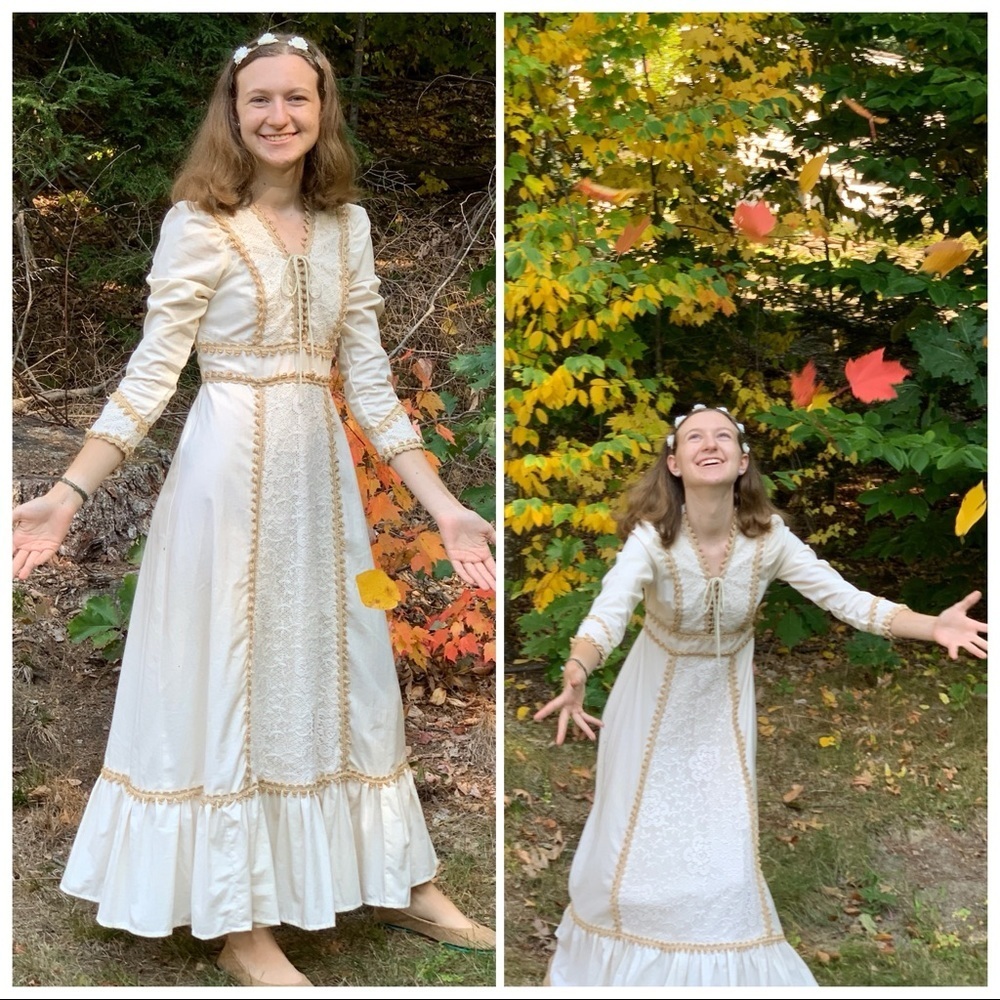 Gunne Sax Vintage Long Prairie Wedding Dress, 9. - Picture 10 of 14